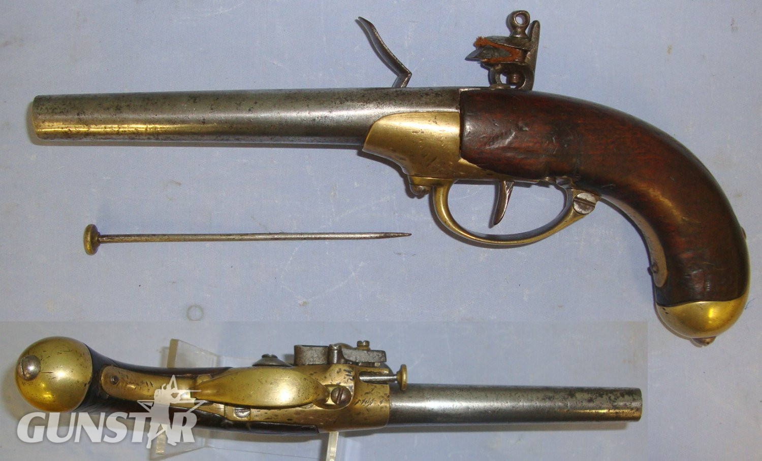  RARE**American Revolutionary War & Napoleonic Wars Era**French St Etienne Arsenal Model 1777 Cavalry Officer’s Brass Action Flintlock .650 Carbine Calibre Holster  Pistol With Ram Rod. Sn 22929 .65 Cal Muzzleloader Muzzleloader