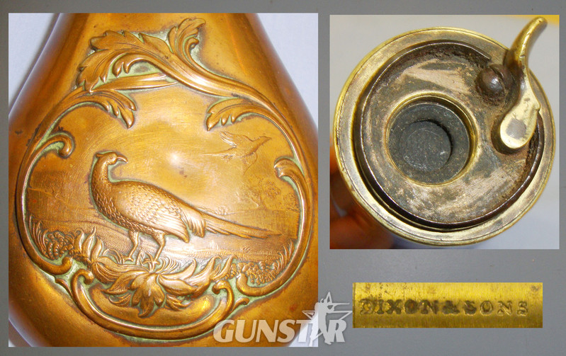 Victorian 19th Century Copper and Brass \'Pheasant\' Powder Flask by Dixon & Sons. Sn 10915 Victorian 19th Century Copper and Brass \'Pheasant\' Powder Flask by Dixon & Sons. Sn 10915 Other Accessory