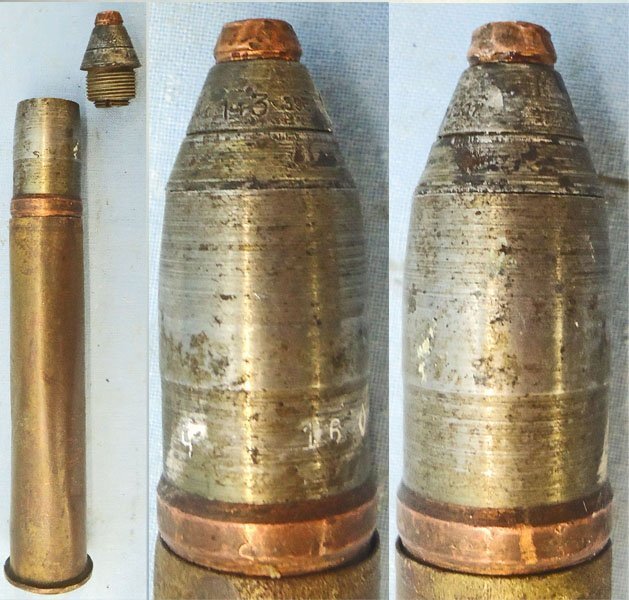  INERT DEACTIVATED. Soviet, Rare, WW2,1943 Dated 20mm (20x99R) ShVAK TYPE OZ HE (High Explosive) Aircraft Cannon Round. - O 2182 Soviet, Rare, WW2,1943 Dated 20mm (20x99R) ShVAK TYPE OZ HE (High Explosive) Aircraft Cannon Round. - O 2182  Other Ammunition