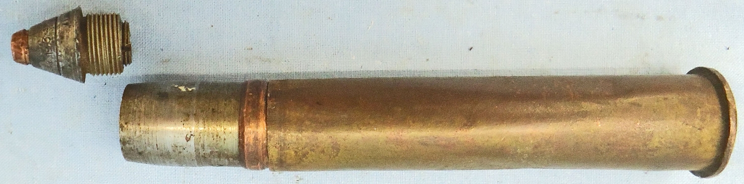 INERT DEACTIVATED. Soviet, Rare, WW2,1943 Dated 20mm (20x99R) ShVAK TYPE OZ HE (High Explosive) Aircraft Cannon Round. - O 2182 Soviet, Rare, WW2,1943 Dated 20mm (20x99R) ShVAK TYPE OZ HE (High Explosive) Aircraft Cannon Round. - O 2182  Other Ammunition - {CATEGORY} in 