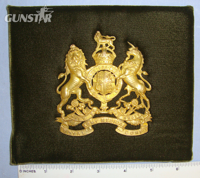 C1910 British Royal Army Medical Corps (RAMC) Officer’s Gilt King’s Crown Helmet Plate Card Mounted For Display  Antique & Militaria in 