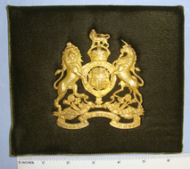 C1910 British Royal Army Medical Corps (RAMC) Officer’s Gilt King’s Crown Helmet Plate Card Mounted For Display  Antique & Militaria