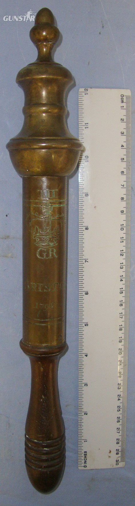 English, Bristol 1796 Dated King George III Engraved Brass & Wood Tipstaff / Stave. Sn 23051  Antique & Militaria in 