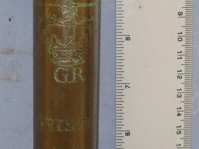 English, Bristol 1796 Dated King George III Engraved Brass & Wood Tipstaff / Stave. Sn 23051  Antique & Militaria