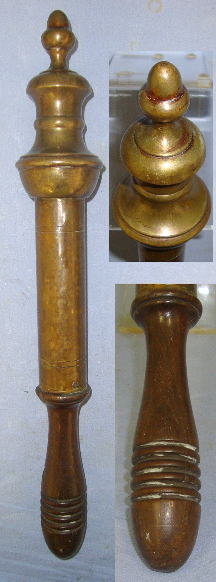  English, Bristol 1796 Dated King George III Engraved Brass & Wood Tipstaff / Stave. Sn 23051  Antique & Militaria