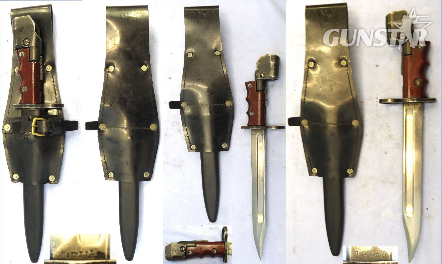 British No 7 MK 1 Swivelling Pommel Bayonet, Scabbard & Black Frog by Poole. BAYO 366  Bayonet in 