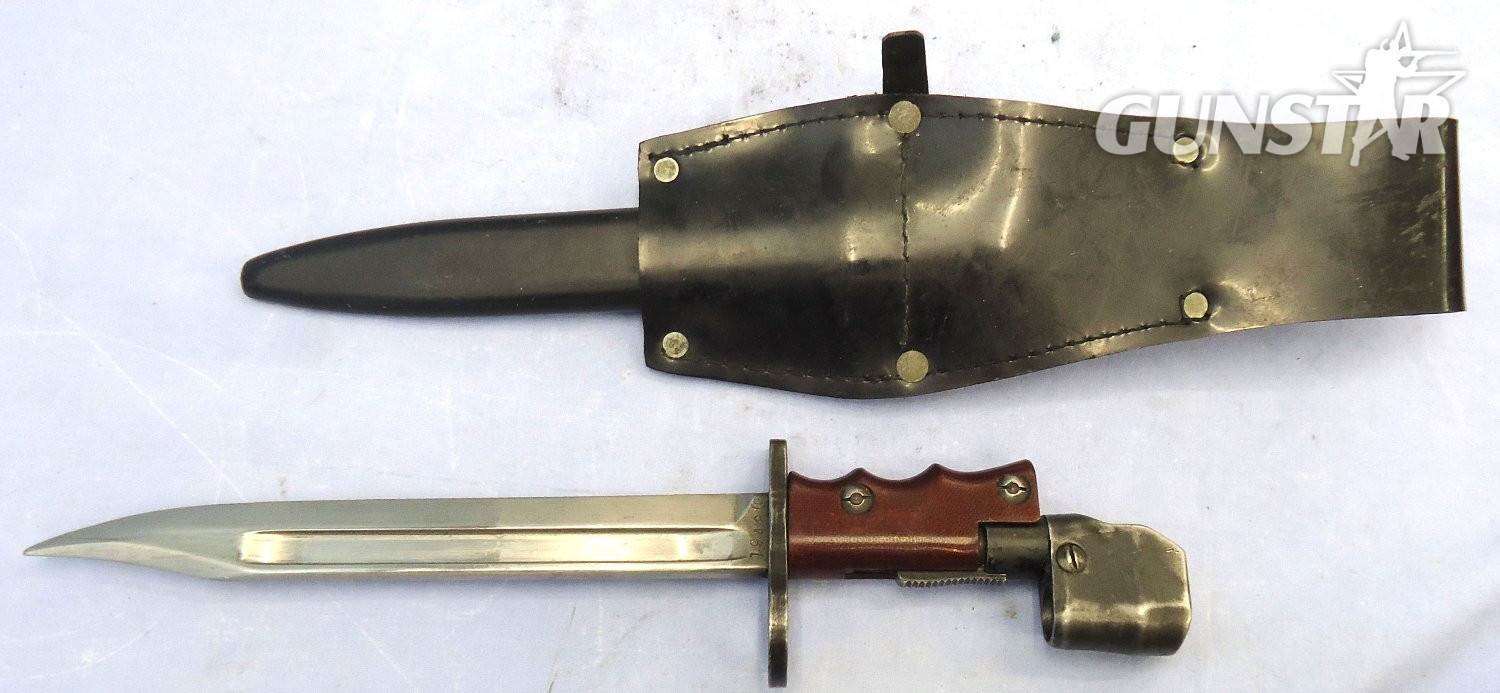 British No 7 MK 1 Swivelling Pommel Bayonet, Scabbard & Black Frog by Poole. BAYO 366  Bayonet - {CATEGORY}
