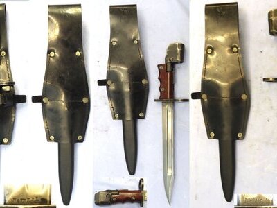 British No 7 MK 1 Swivelling Pommel Bayonet, Scabbard & Black Frog by Poole. BAYO 366  Bayonet