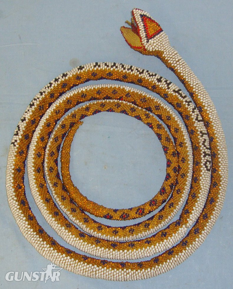 LARGE**WW1 1916 Turkish / Ottoman Empire Prisoner Of War Hand Made Beaded Snake With Beaded Script ‘Turkish Prisoners 1916’. Sn 22441:11  Antique & Militaria