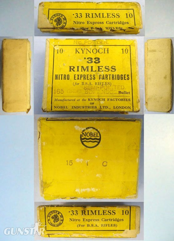  INERT DEACTIVATED. British Original Kynoch 10 Round Box of Unfired .33 Belted Rimless Nitro Express (17.8 x 89R) Big Game Rifle Cartridge. Sn - 22787:20 INERT DEACTIVATED. British Original Kynoch 10 Round Box of Unfired .33 Belted Rimless Nitro Express (17.8 x 89R) Big Game Rifle Cartridge. Sn - 22787:20 Various Other Ammunition