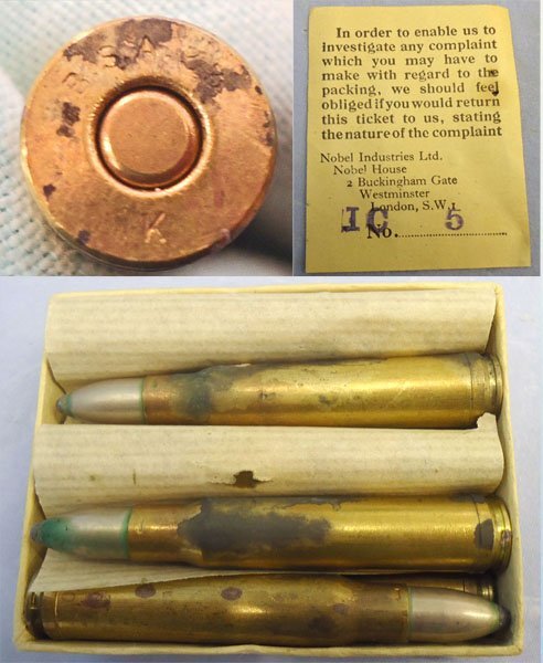 INERT DEACTIVATED. British Original Kynoch 10 Round Box of Unfired .33 Belted Rimless Nitro Express (17.8 x 89R) Big Game Rifle Cartridge. Sn - 22787:20 INERT DEACTIVATED. British Original Kynoch 10 Round Box of Unfired .33 Belted Rimless Nitro Express (17.8 x 89R) Big Game Rifle Cartridge. Sn - 22787:20 Various Other Ammunition