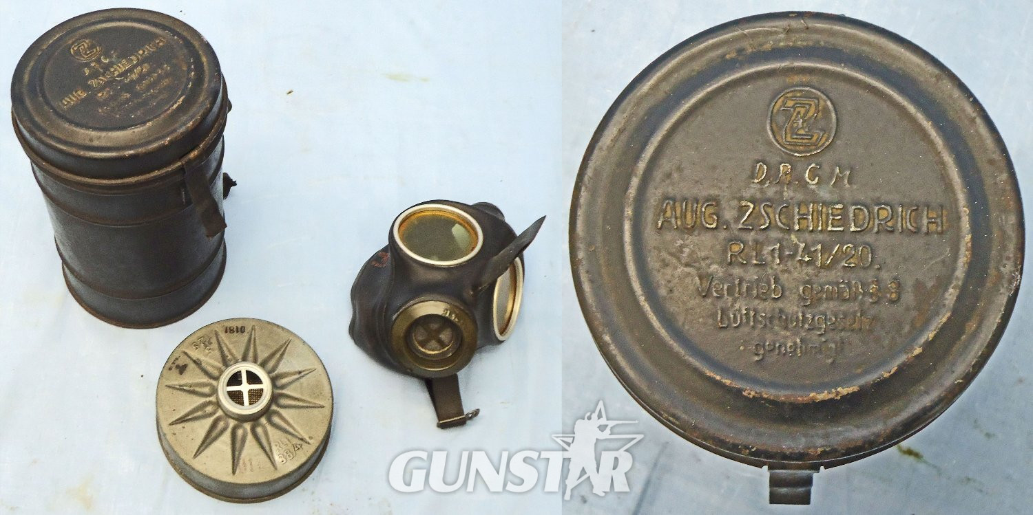 German, WW2, GM38, RL1-41/82 Volksgasmaske (Peoples Gas Mask) Luftschutz Warndienst (LSW) or Air Raid Warning Service with With Steel Carrying Container. Sn - 22846:85 German, WW2, GM38, RL1-41/82 Volksgasmaske (Peoples Gas Mask) Luftschutz Warndienst (LSW) or Air Raid Warning Service with With Steel Carrying Container. Sn - 22846:85 Antique & Militaria
