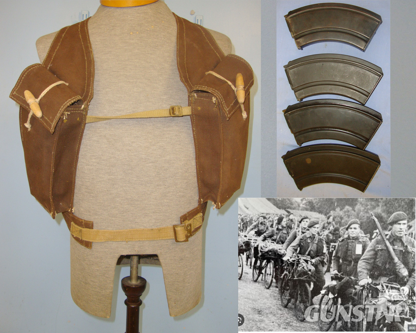 MINT**UNISSUED**Original WW2 1945 British WD Commando Skeleton Assault Jerkin / Vest By W&G With 4 Original Bren Gun Magazines. Sn 21305  Clothing in 