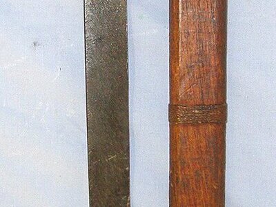 RARE**LATE WW2 'LAST DITCH' Japanese Type 30 Arisaka Rifle Bayonet By Jinsen Arsenal (Japanese Occupied Korea) Variation R & Wood Scabbard With Steel Fittings. Sn 23463 Bayonet