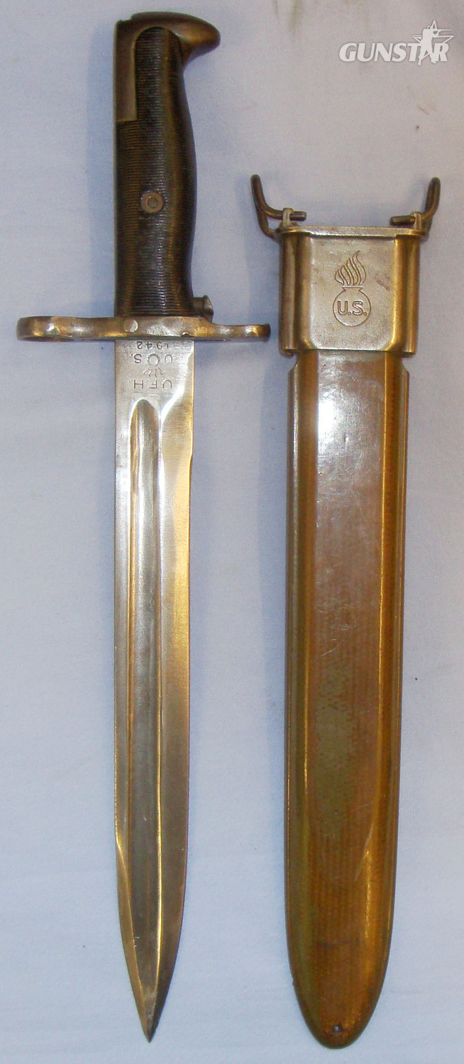 WWII Dated U.S. M1905E1/M1 1943 Bayonet and Scabbard for the Garand Rifle. 20821:6. Bayonet in 