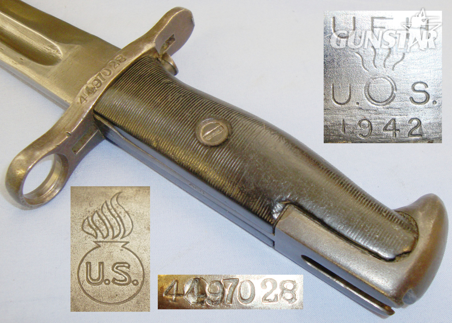 WWII Dated U.S. M1905E1/M1 1943 Bayonet and Scabbard for the Garand Rifle. 20821:6. Bayonet