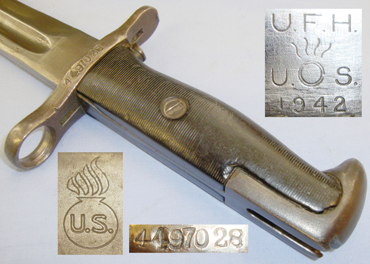 WWII Dated U.S. M1905E1/M1 1943 Bayonet and Scabbard for the Garand Rifle. 20821:6. Bayonet