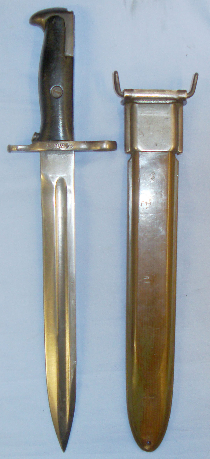  WWII Dated U.S. M1905E1/M1 1943 Bayonet and Scabbard for the Garand Rifle. 20821:6. Bayonet