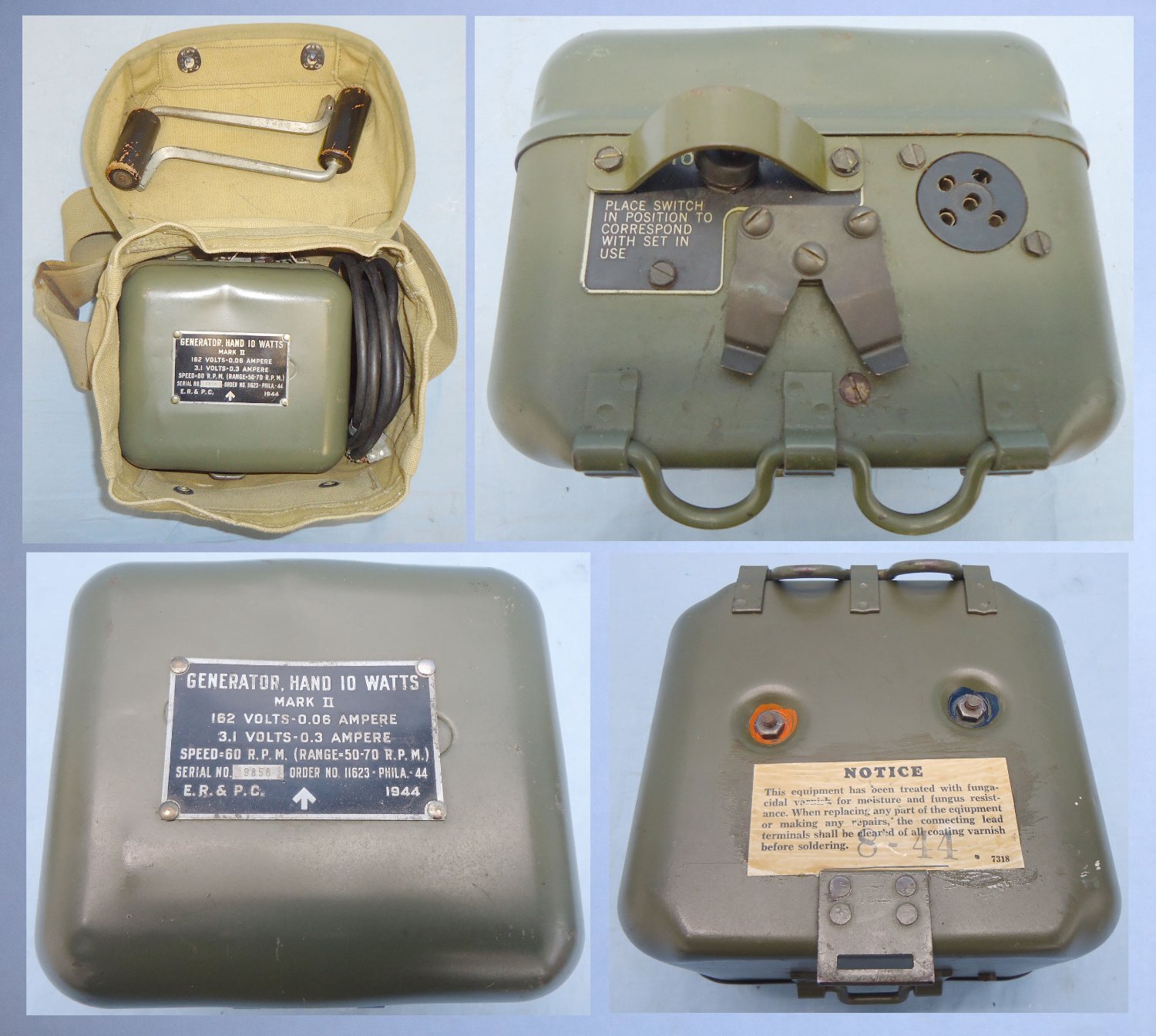 U.S. WWII Army CS-41 Generator Hand 10 Watts Mk2 in Original Carry Case. 22441:26 U.S. WWII Army CS-41 Generator Hand 10 Watts Mk2 in Original Carry Case. 22441:26 Antique & Militaria