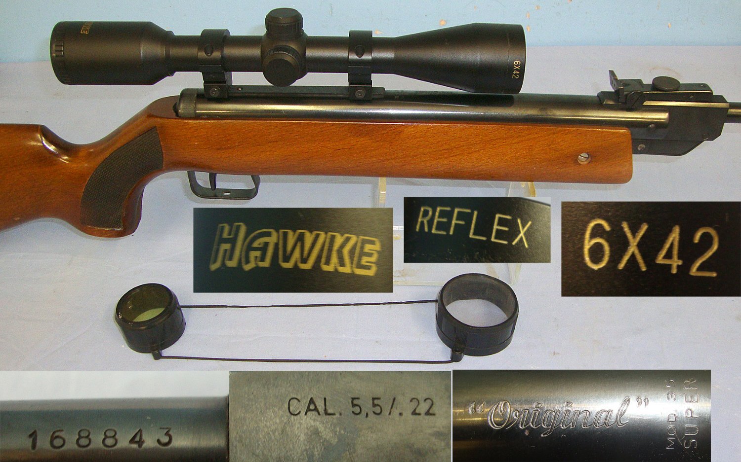 QUALITY**C1980’s German Diana Original Model 35 Super .22 Calibre Break Action Air Rifle With Hawke Reflex 6x42 Telescopic Sight. AI 610 air rifle .22