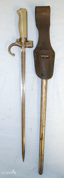 French Model 1886 / 35 White Metal Handle Short Epee Lebel Rifle Bayonet With Ho Bayonet in 