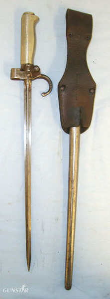 French Model 1886 / 35 White Metal Handle Short Epee Lebel Rifle Bayonet With Ho Bayonet