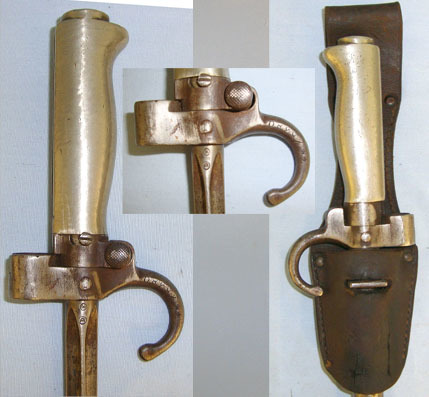  French Model 1886 / 35 White Metal Handle Short Epee Lebel Rifle Bayonet With Ho Bayonet