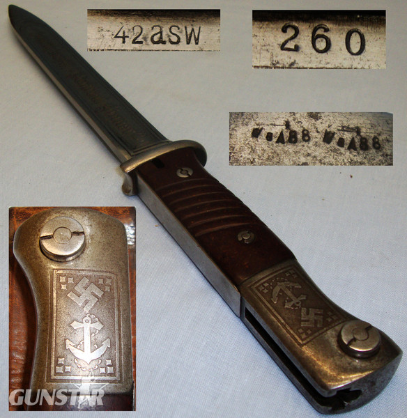  Original German K98 Bayonet With Later Etched Blade ‘Deutsches Kriegsmarine  Srhlarhtshiff Admiral Hipper’. 19201. Bayonet
