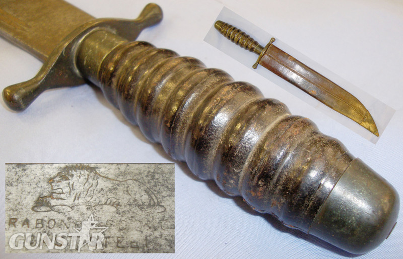 Large Victorian Era American Combat / Survival Bowie Knife By R.A. Bone and Leather Scabbard. Sn 13828. Hunting Knive