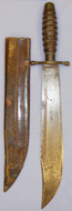 Large Victorian Era American Combat / Survival Bowie Knife By R.A. Bone and Leather Scabbard. Sn 13828. Hunting Knive
