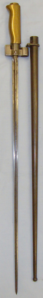 WW1/WW2 Era Model 1886/93/16 French Brass Handle Epee Lebel Bayonet Without Hook Quillon & Scabbard. BAYO 3. Bayonet in 
