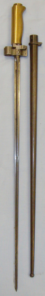  WW1/WW2 Era Model 1886/93/16 French Brass Handle Epee Lebel Bayonet Without Hook Quillon & Scabbard. BAYO 3. Bayonet