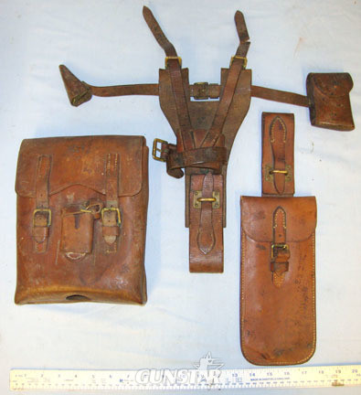 Portuguese Leather Cavalry Belt Carried Equipment Consisting of A Document / Map Cavalry Belt Carried Equipment Consisting of A Document / Map Pouch, Sword Frog  Clothing