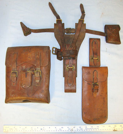 Portuguese Leather Cavalry Belt Carried Equipment Consisting of A Document / Map Cavalry Belt Carried Equipment Consisting of A Document / Map Pouch, Sword Frog  Clothing