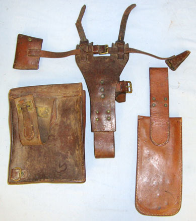  Portuguese Leather Cavalry Belt Carried Equipment Consisting of A Document / Map Cavalry Belt Carried Equipment Consisting of A Document / Map Pouch, Sword Frog  Clothing