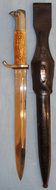 WWII German K98 Forresters & Luftwaffe Antler Hilted Dress Bayonet and Scabbard. 19553 Bayonet