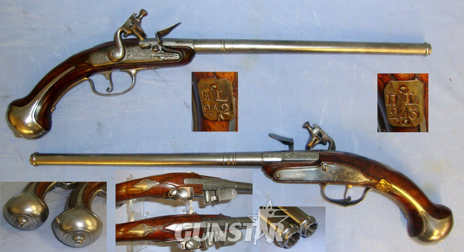 RARE**QUALITY**MINT 10 GROOVE RIFLED BORES** Circa 1660-1665 A Pair Of Early Dutch .500 Calibre Flintlock Turn Off Barrel Holster Pistols From The Armoury Collection Of The German Princely House of Hohenlohe-Langenburg / Schloss Langenburg. Sn 22059:1 flintlock .50 Cal Muzzleloader Muzzleloader in 