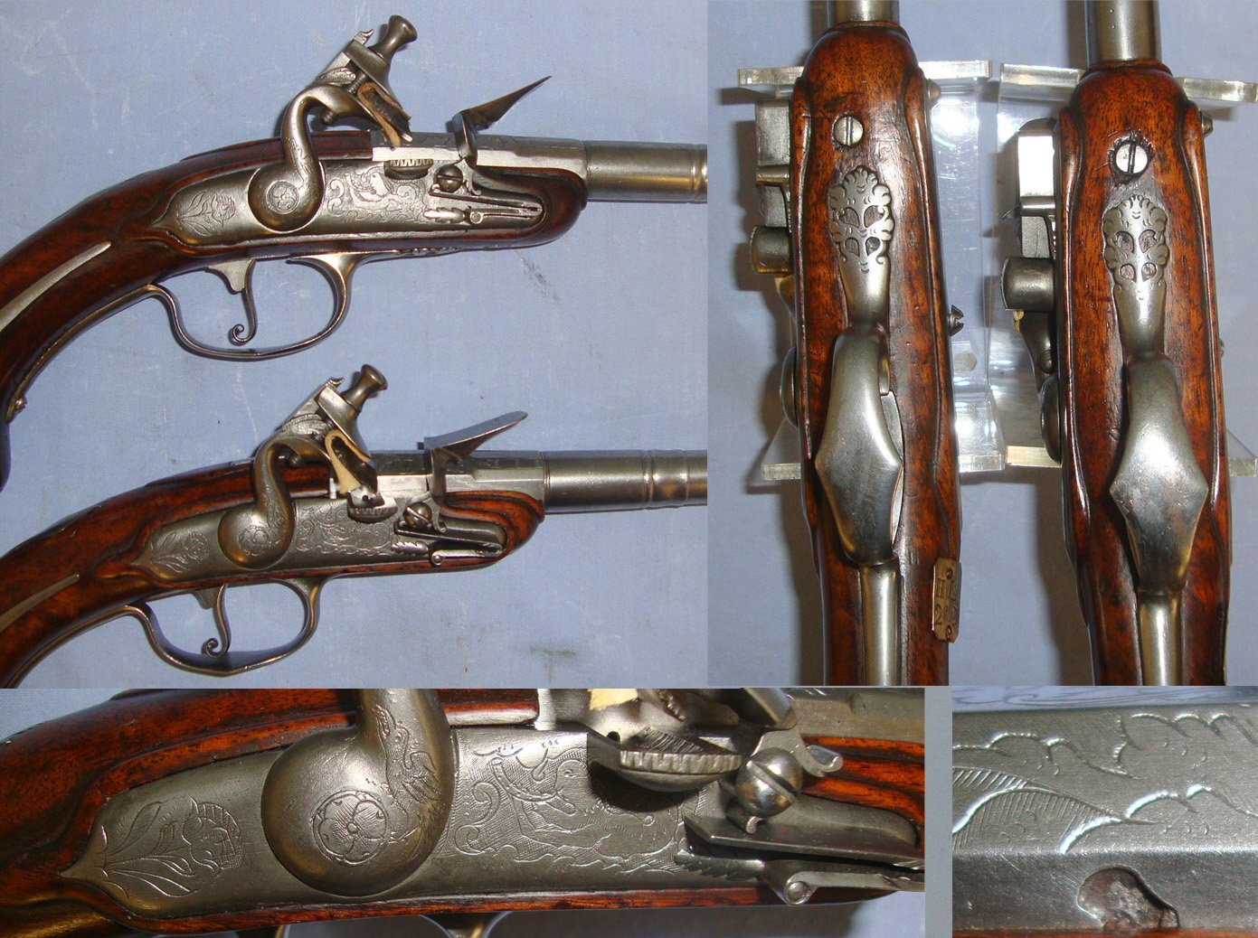 RARE**QUALITY**MINT 10 GROOVE RIFLED BORES** Circa 1660-1665 A Pair Of Early Dutch .500 Calibre Flintlock Turn Off Barrel Holster Pistols From The Armoury Collection Of The German Princely House of Hohenlohe-Langenburg / Schloss Langenburg. Sn 22059:1 flintlock .50 Cal Muzzleloader Muzzleloader