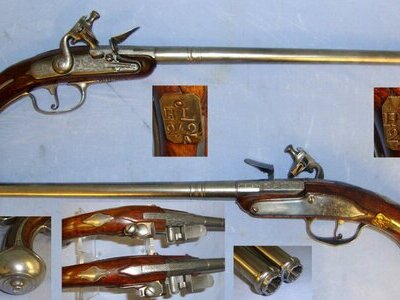 RARE**QUALITY**MINT 10 GROOVE RIFLED BORES** Circa 1660-1665 A Pair Of Early Dutch .500 Calibre Flintlock Turn Off Barrel Holster Pistols From The Armoury Collection Of The German Princely House of Hohenlohe-Langenburg / Schloss Langenburg. Sn 22059:1 flintlock .50 Cal Muzzleloader Muzzleloader
