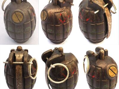 INERT DEACTIVATED. WW2, 1943 Dated, Mills No 36M MK1, Hand Grenade. O 2403 INERT DEACTIVATED. WW2, 1943 Dated, Mills No 36M MK1, Hand Grenade. O 2403 Various Other Ammunition