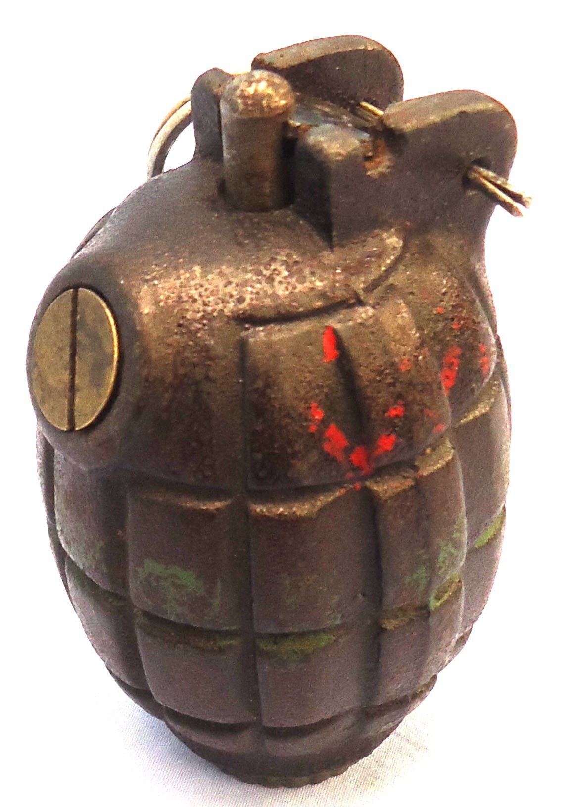 INERT DEACTIVATED. WW2, 1943 Dated, Mills No 36M MK1, Hand Grenade. O 2403 INERT DEACTIVATED. WW2, 1943 Dated, Mills No 36M MK1, Hand Grenade. O 2403 Various Other Ammunition - {CATEGORY}