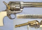 MINT**BLANK FIRING**ORNATE FACTORY NICKEL PLATED**Italian Pietta Colt Model 1873 Army Peacemaker .380 (9mm) Blank Calibre Single Action Six Shot Revolver. Sn 23484:83  blank firer - Blank Firing