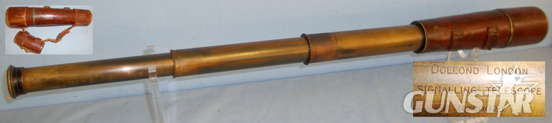 Victorian Era British Dollond London 3 Draw \'Signallers\' No10029 Brass Telescope with Interchangable Eye Piece Lens and Hard Leather Case. OPT 829 Victorian Era British Dollond London 3 Draw \'Signallers\' No10029 Brass Telescope with Interchangable Eye Piece Lens and Hard Leather Case. OPT 829 Sight & Optic in 