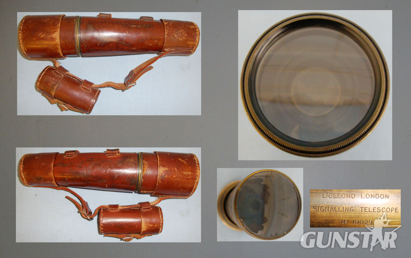 Victorian Era British Dollond London 3 Draw \'Signallers\' No10029 Brass Telescope with Interchangable Eye Piece Lens and Hard Leather Case. OPT 829 Victorian Era British Dollond London 3 Draw \'Signallers\' No10029 Brass Telescope with Interchangable Eye Piece Lens and Hard Leather Case. OPT 829 Sight & Optic