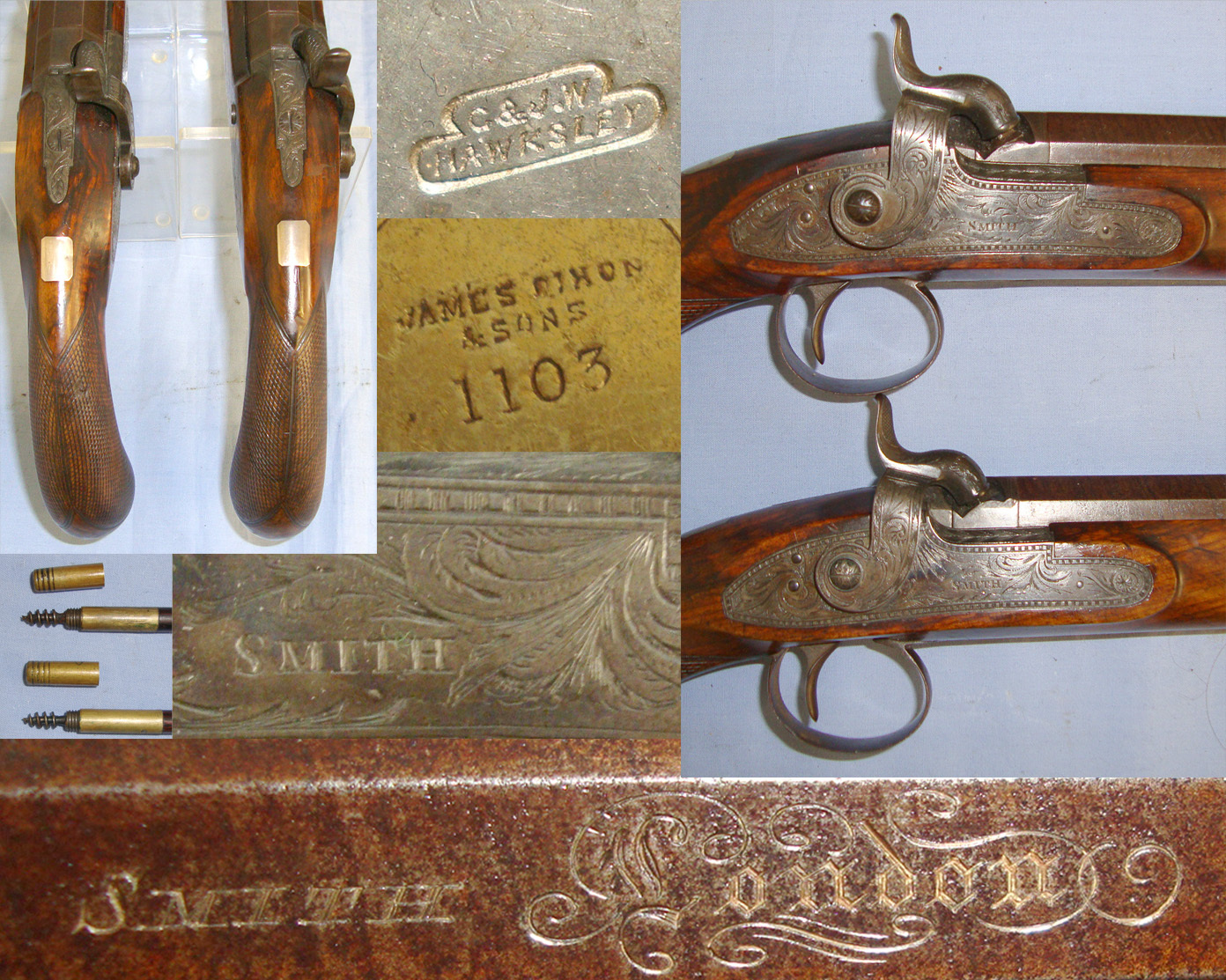 Smith (London) With Damascus Steel Octagonal Barrels & Original Accessories. Sn 19997:2 None Muzzleloader