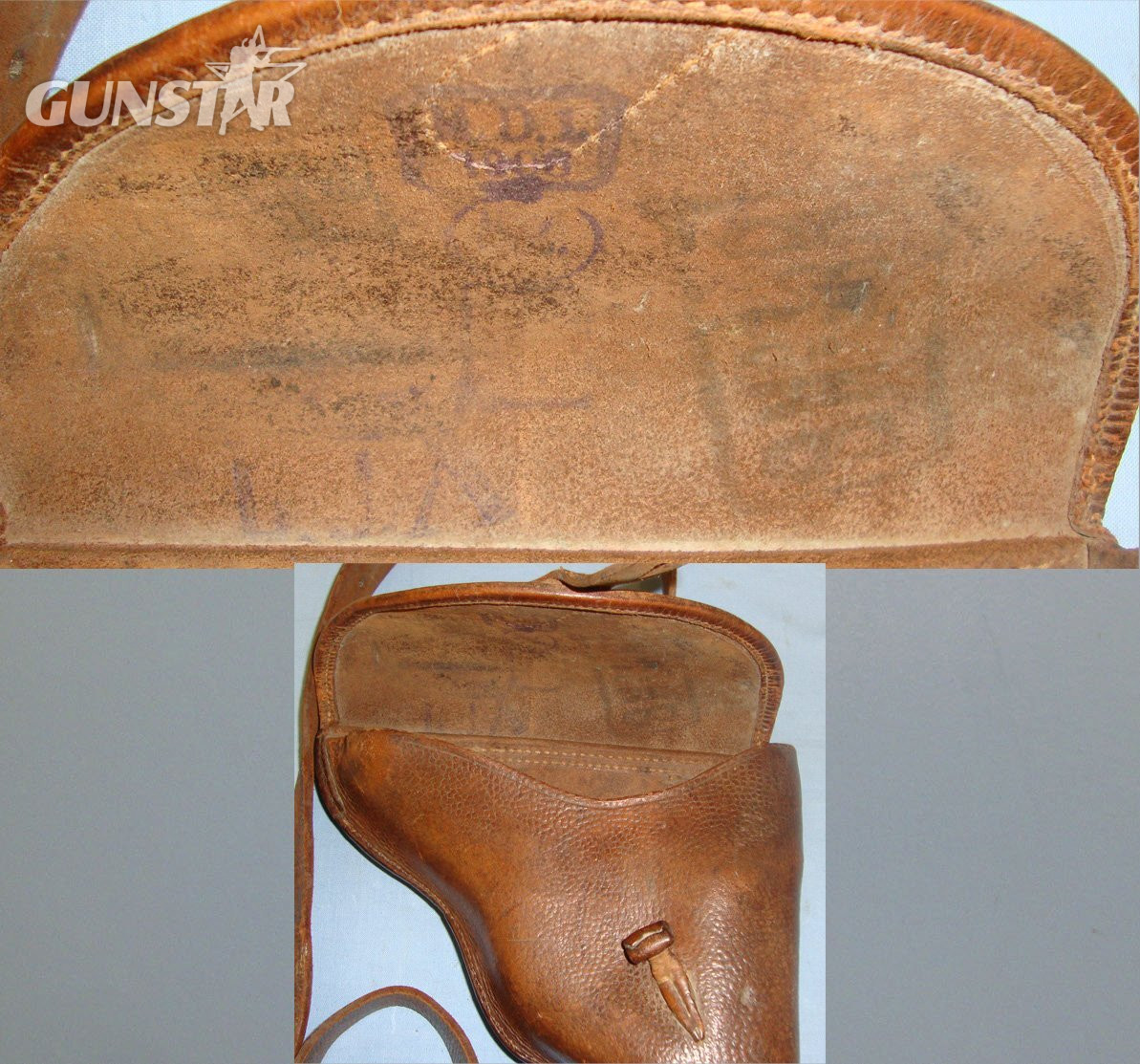 RARE**WW1 Era Leather Holster For Medium Frame Austro Hungarian M1898 Rast Gasser 4 ½” Barrel 8mm Calibre Military Revolvers With Faint Date & Maker Marks & Shoulder Strap. L 266 Care & Storage