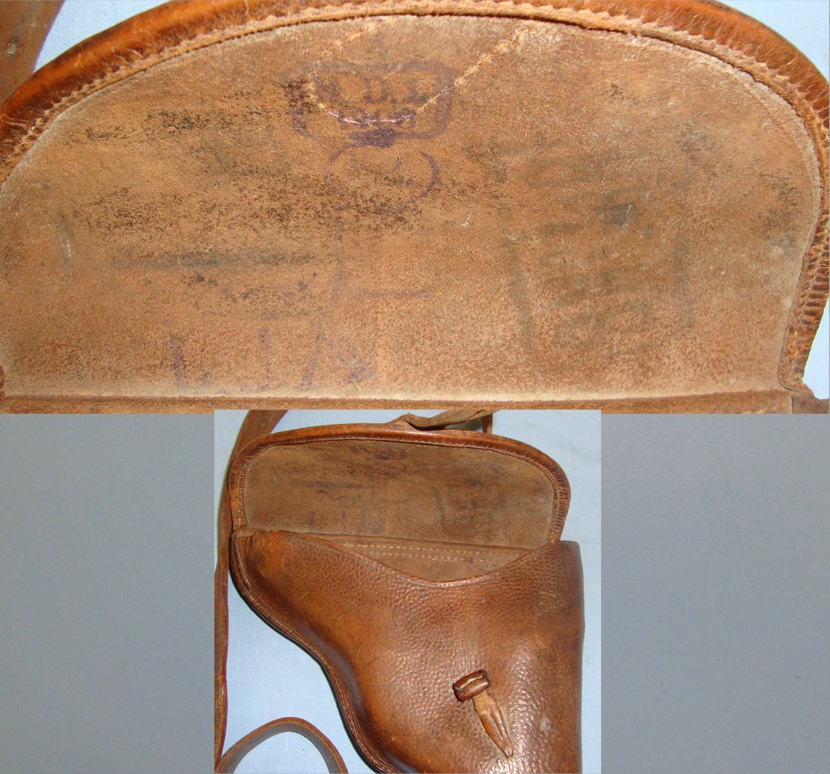 RARE**WW1 Era Leather Holster For Medium Frame Austro Hungarian M1898 Rast Gasser 4 ½” Barrel 8mm Calibre Military Revolvers With Faint Date & Maker Marks & Shoulder Strap. L 266 Care & Storage