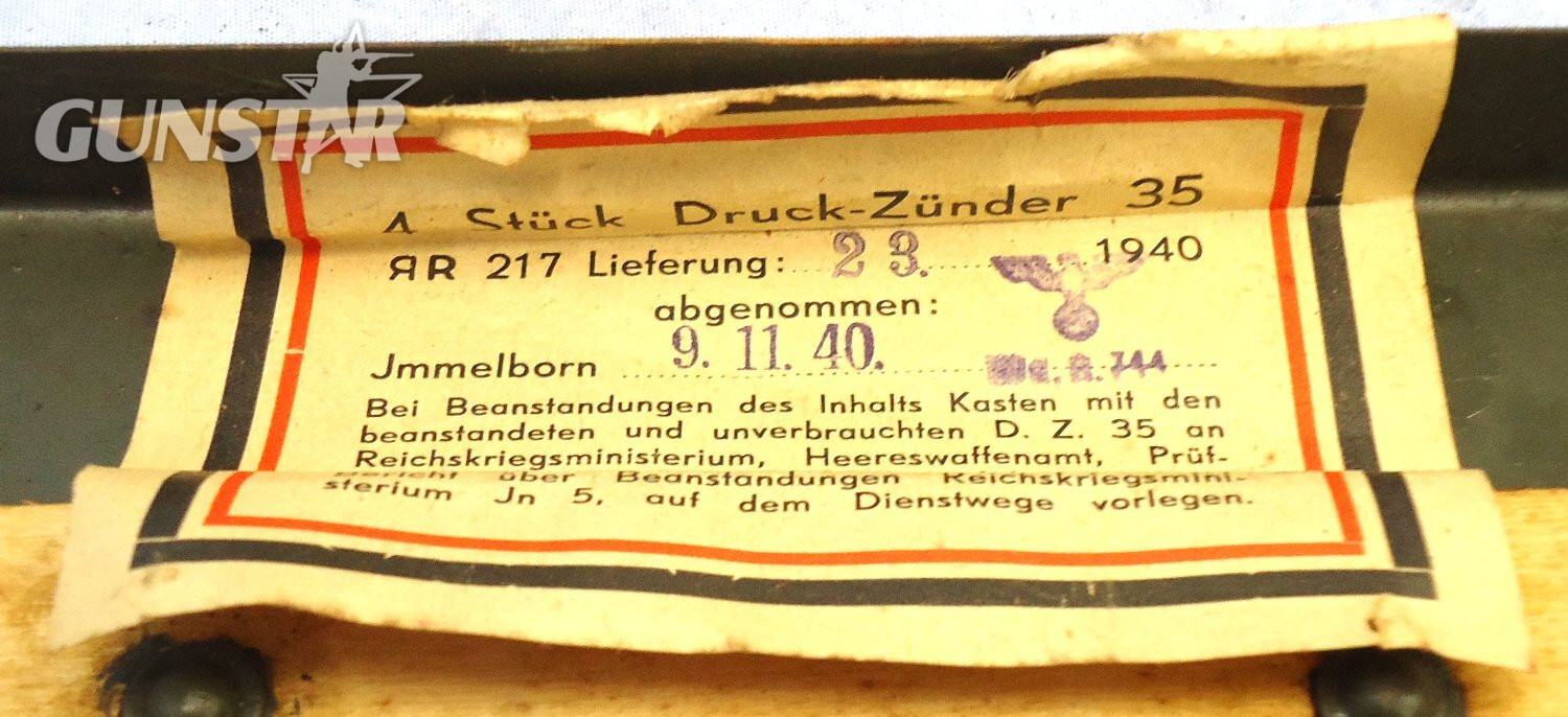 INERT DEACTIVATED. Gaman WW2 Transit Box of 4 Druck Zunder 35 Landmine & S Mine Fuzes. O 2409 INERT DEACTIVATED. Gaman WW2 Transit Box of 4 Druck Zunder 35 Landmine & S Mine Fuzes. O 2409 Various Other Ammunition - {CATEGORY}