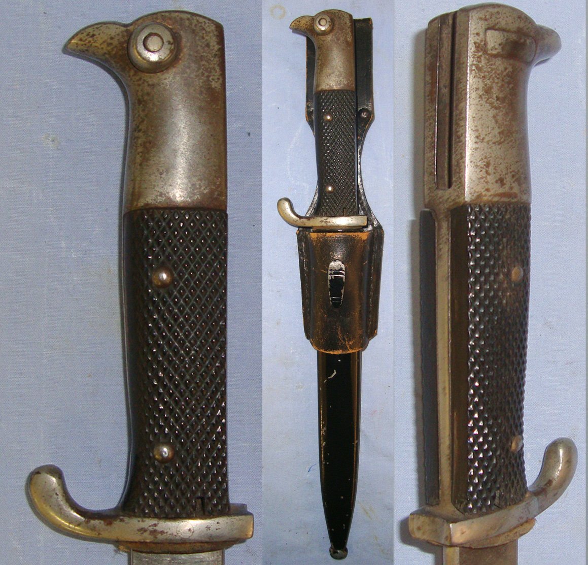 WW1 / WW2 Era German Army Dress Bayonet With Carbine Type Blade, Scabbard & Frog. BAYO 503 Bayonet