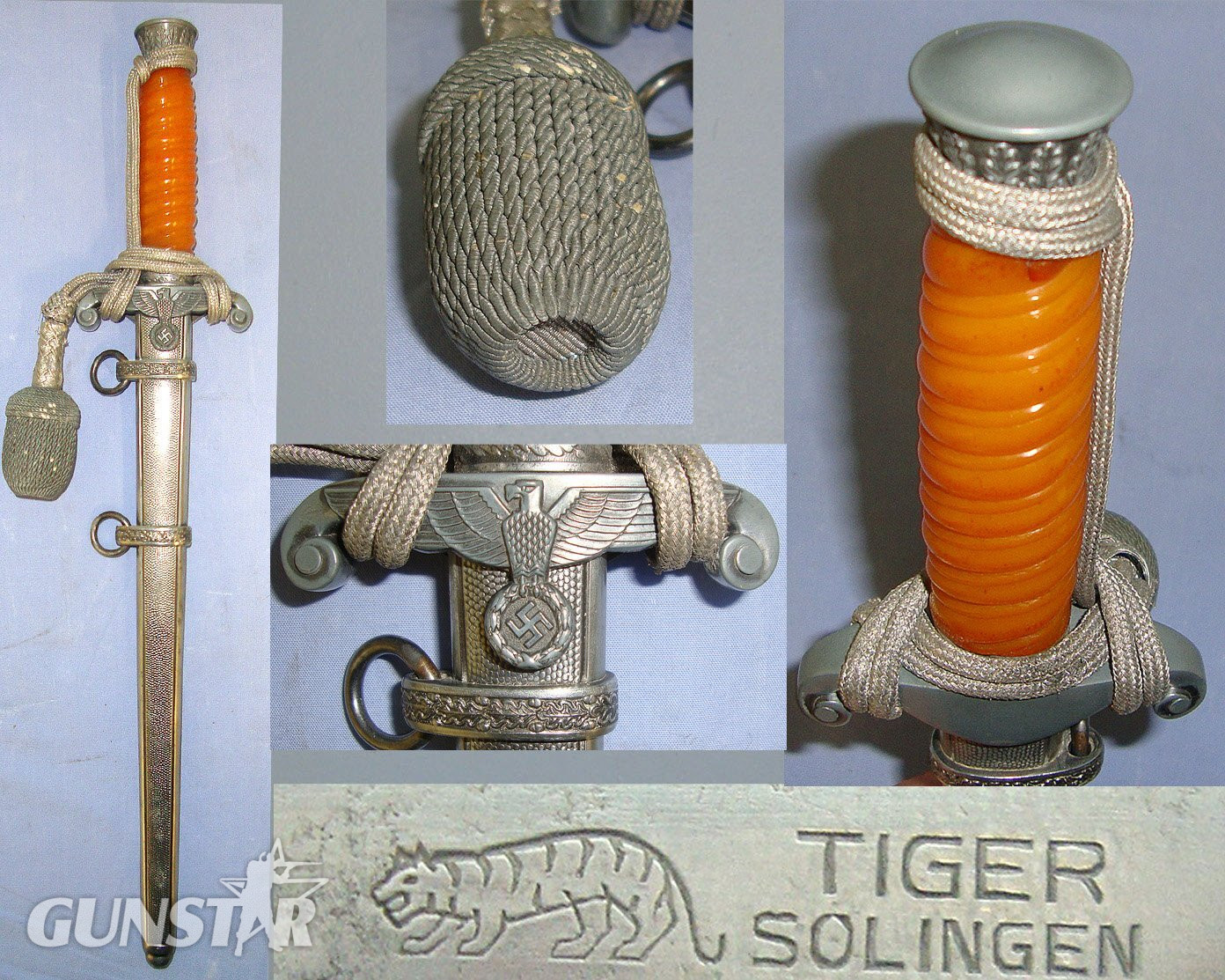 NEW TO COLLECTORS MARKET IN STORAGE SINCE 1960's / 70's**WW2 Era 1935 Pattern Nazi German Army / Heer Officer's Dagger By Tiger Solingen With Bullion Cord, Portepee & Scabbard. Sn 21385:6 Dagger